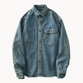Viranluxe Denim-inspired Striped Button-up Shirt