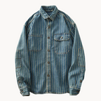 Viranluxe Denim-inspired Striped Button-up Shirt