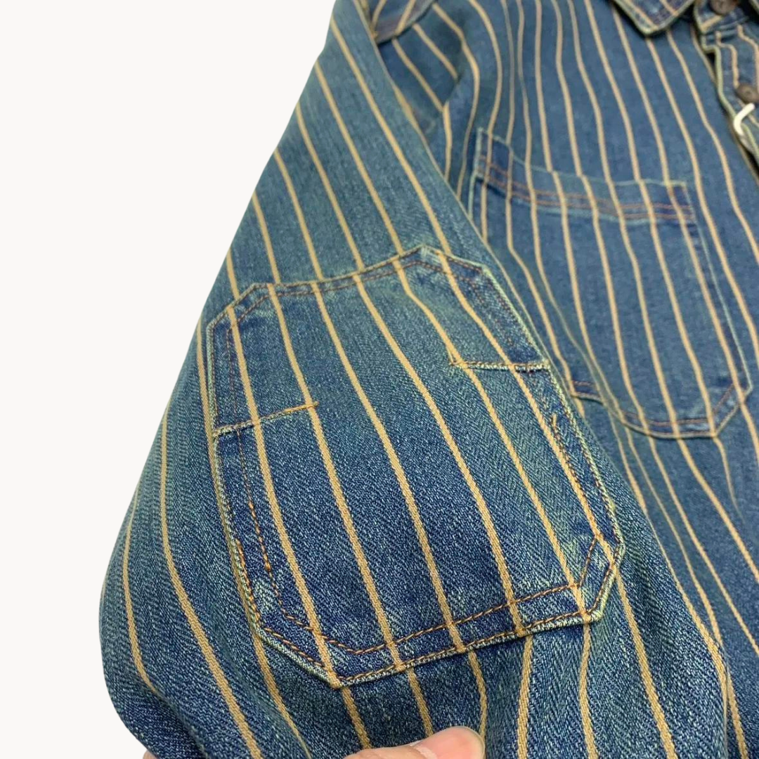 Viranluxe Denim-inspired Striped Button-up Shirt