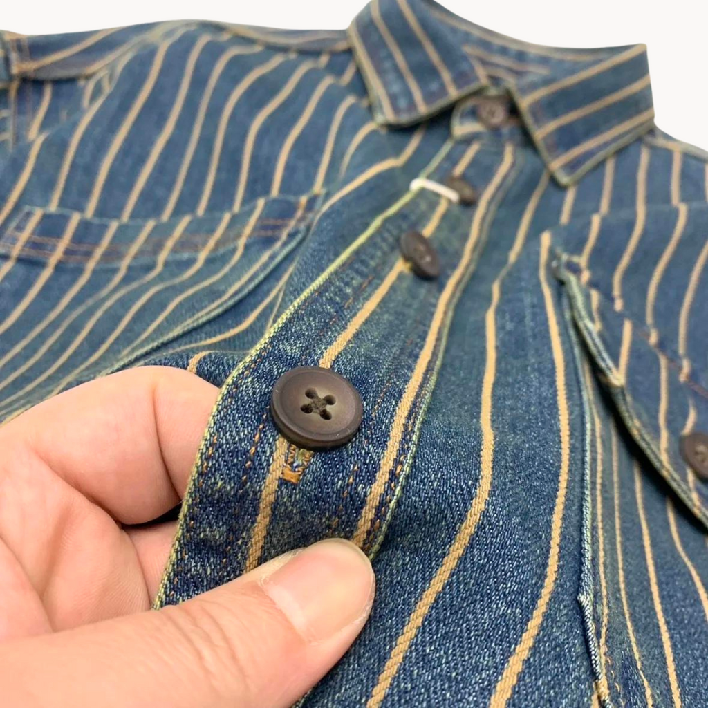 Viranluxe Denim-inspired Striped Button-up Shirt