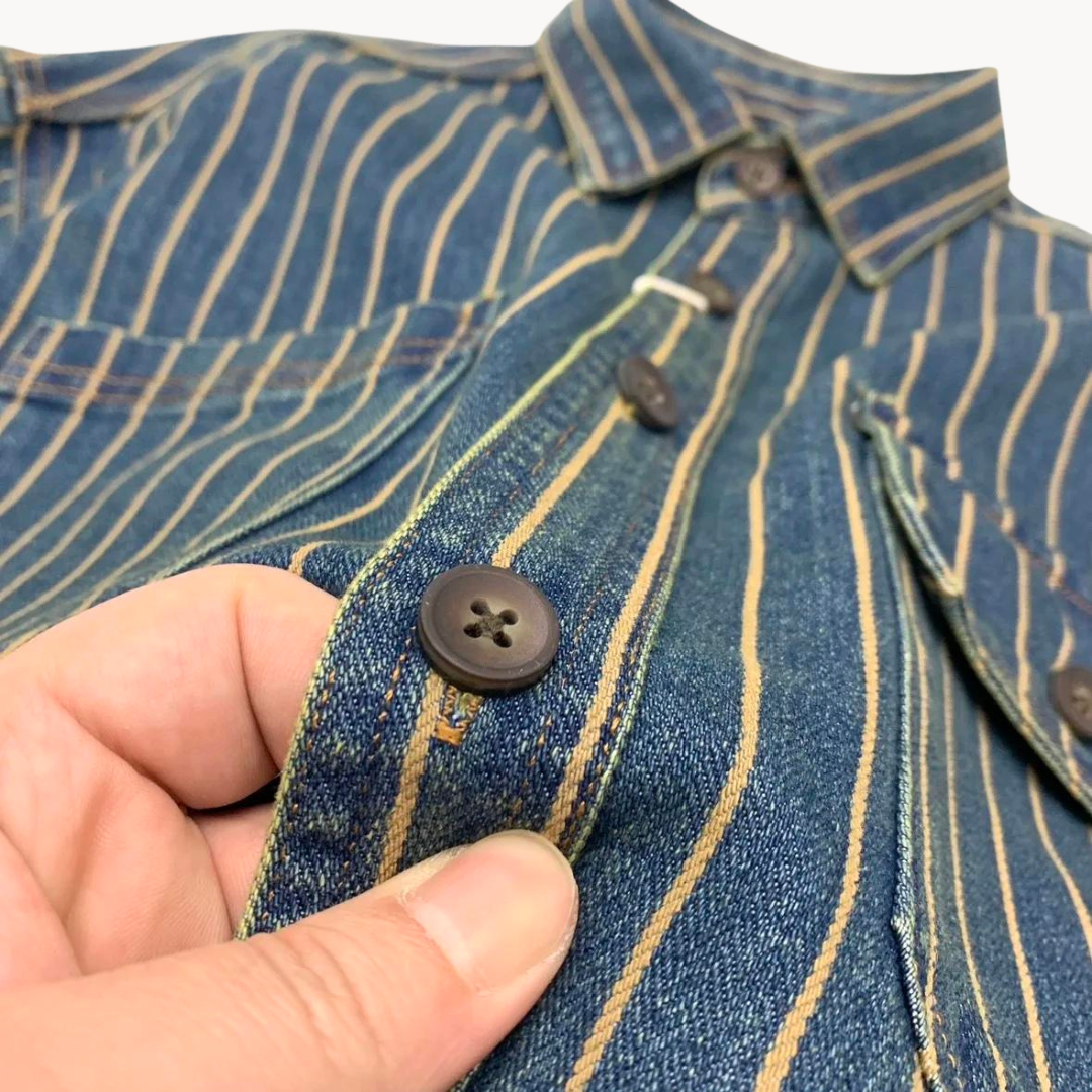 Viranluxe Denim-inspired Striped Button-up Shirt