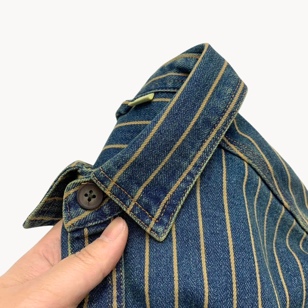 Viranluxe Denim-inspired Striped Button-up Shirt