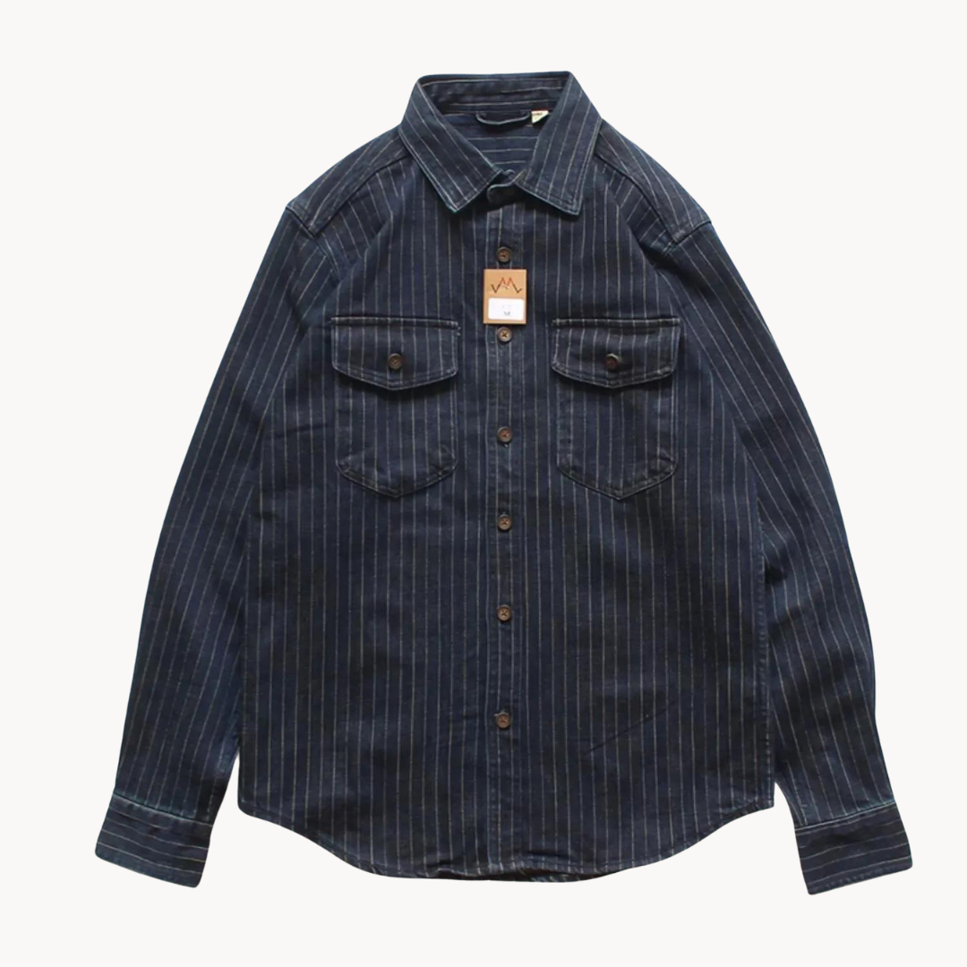 Viranluxe Denim-inspired Striped Button-up Shirt