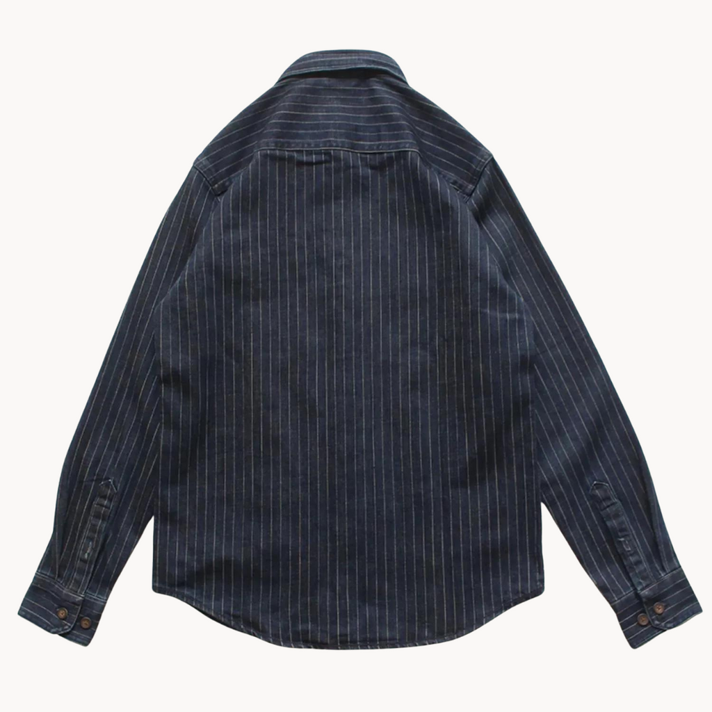 Viranluxe Denim-inspired Striped Button-up Shirt