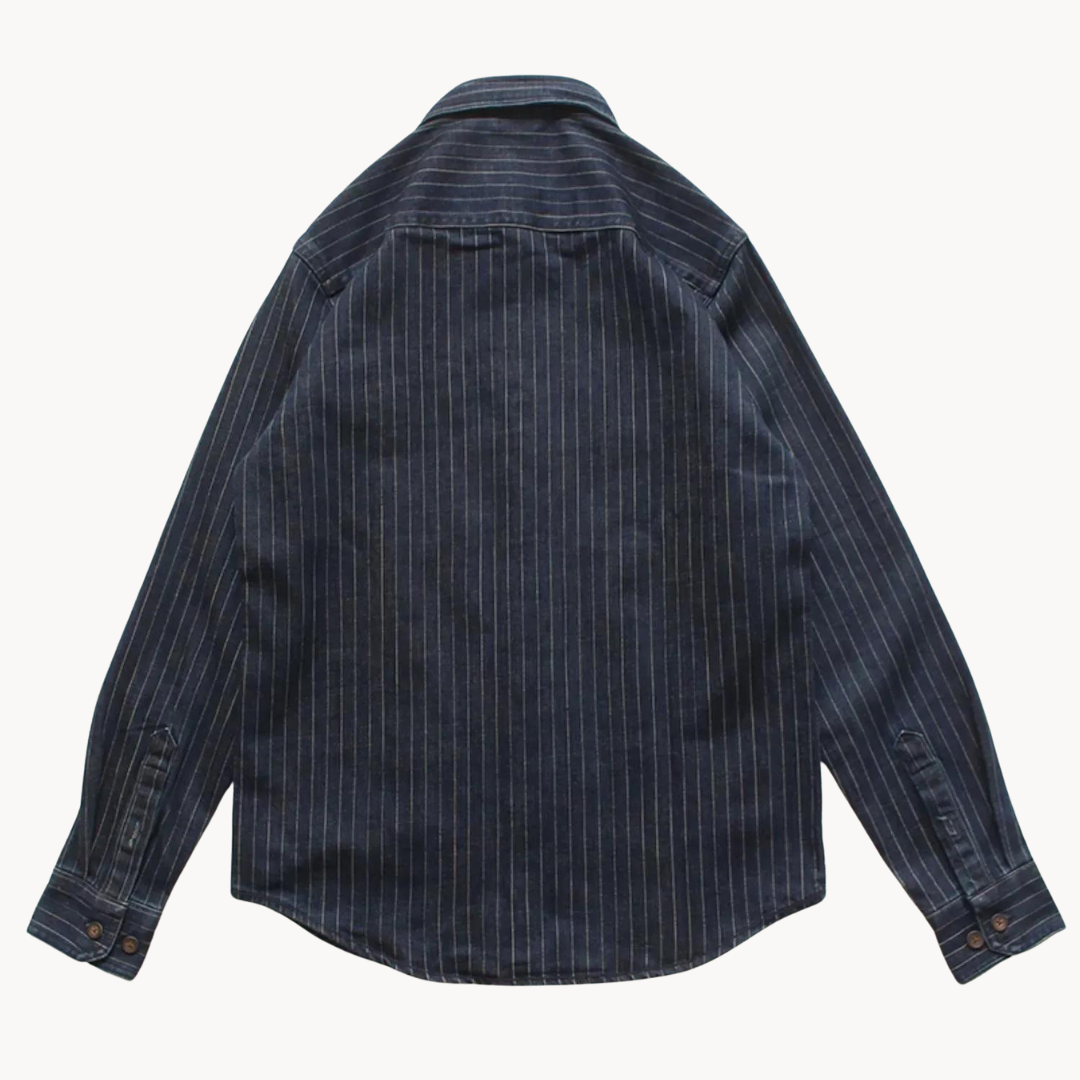 Viranluxe Denim-inspired Striped Button-up Shirt